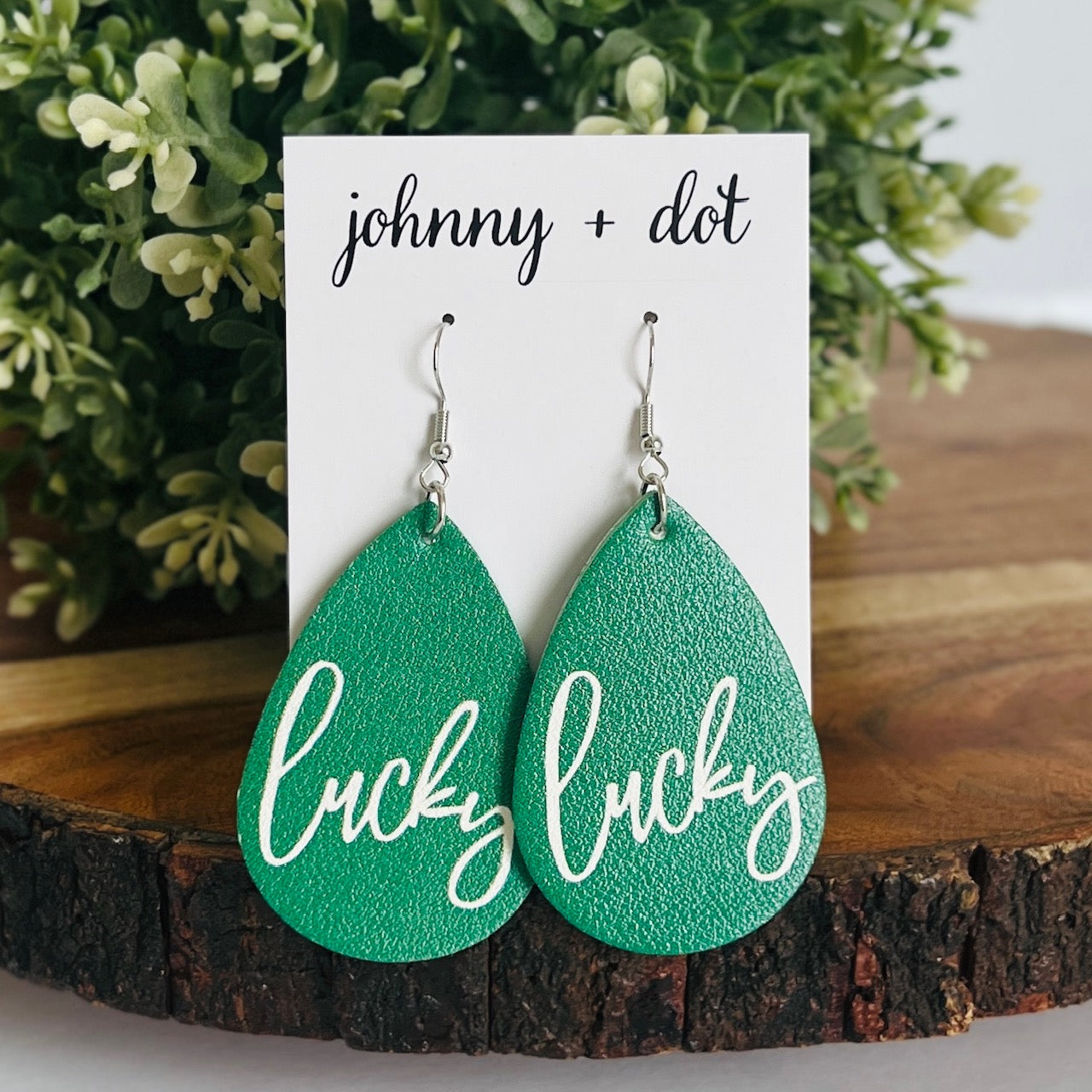 Green Lucky Teardrop Earrings