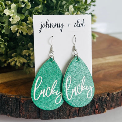 Green Lucky Teardrop Earrings