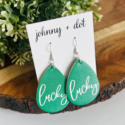 Green Lucky Teardrop Earrings