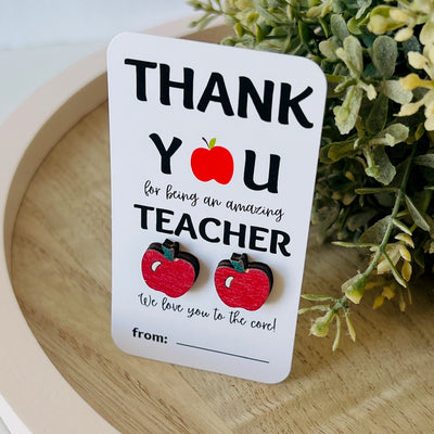 Teacher Appreciation Wooden Apple Stud Earrings