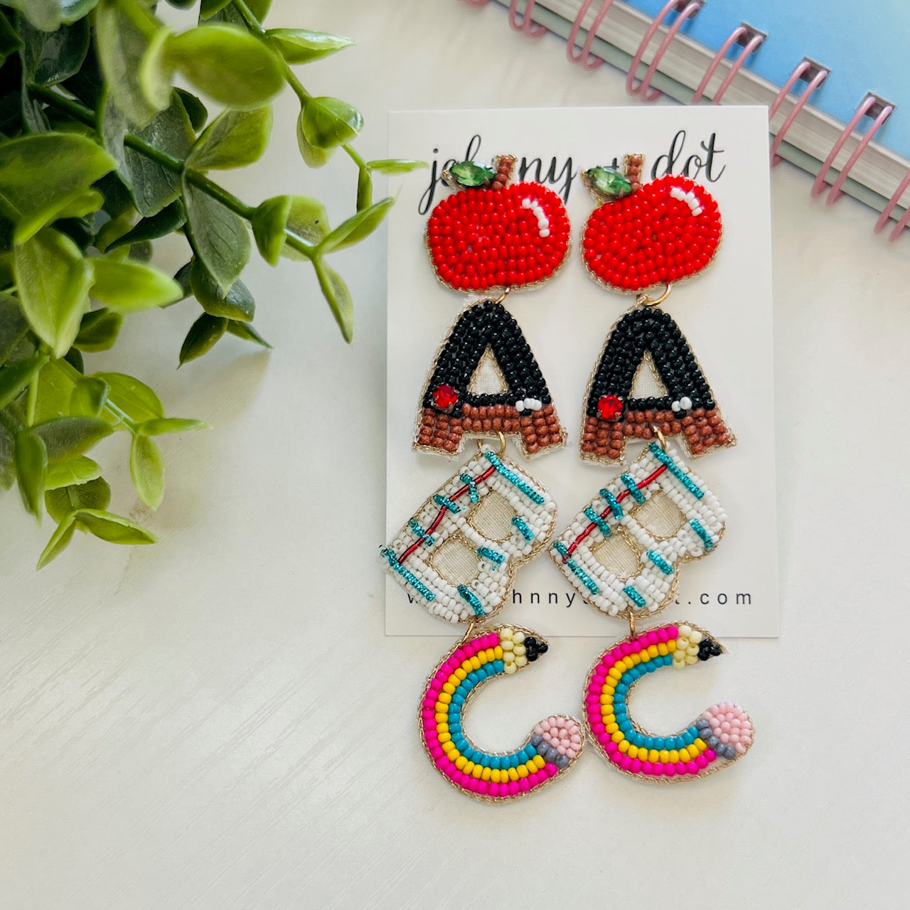 Beaded ABC Teacher Earrings