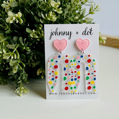 U-Shape Acrylic Polka Dot Pencil Earrings