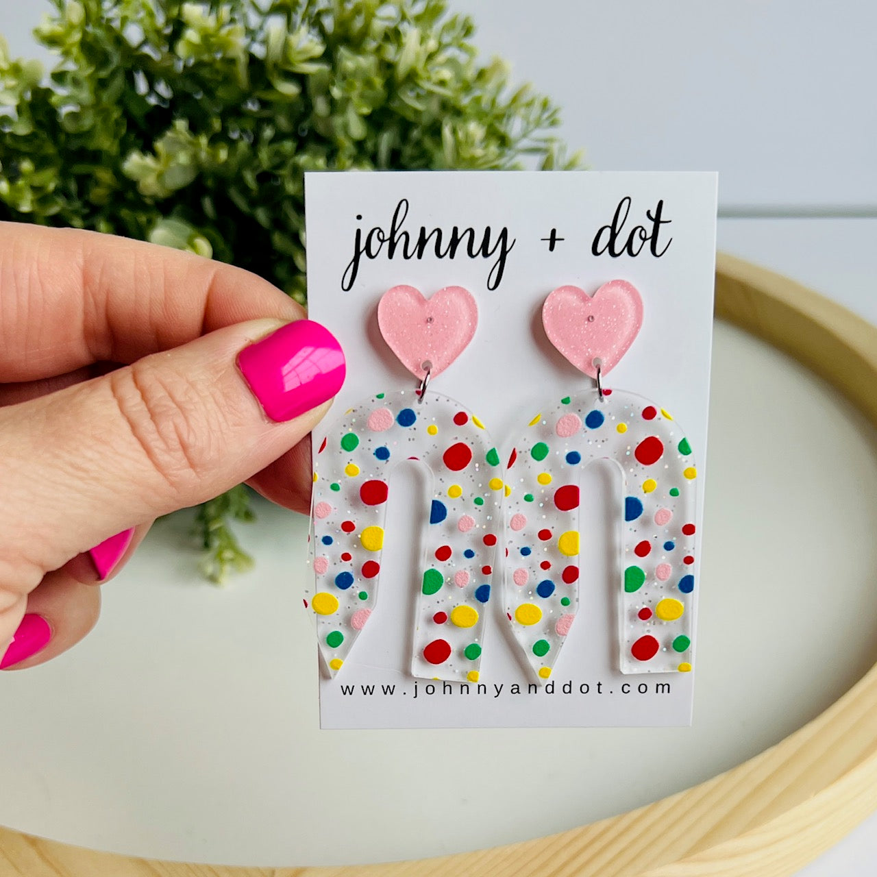 U-Shape Acrylic Polka Dot Pencil Earrings