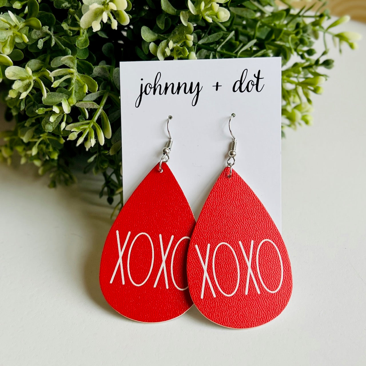 XOXO Faux Leather Teardrop Earrings