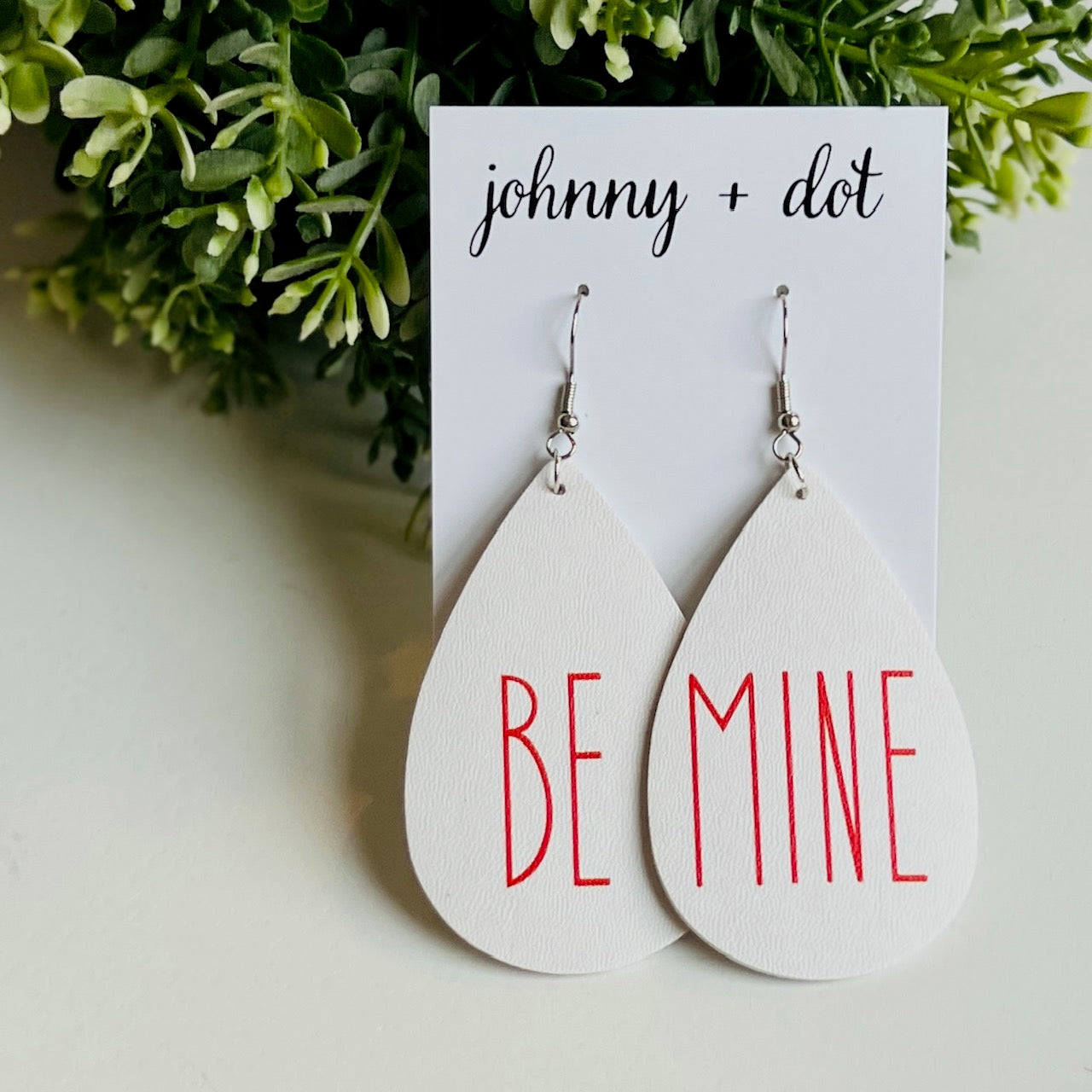 Be Mine Faux Leather Teardrop Earrings