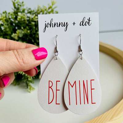 Be Mine Faux Leather Teardrop Earrings