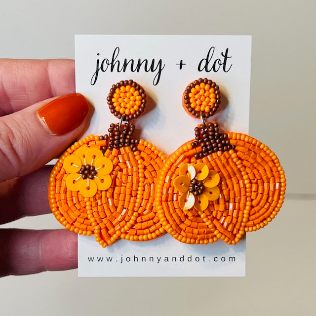 Beaded Pumpkin Earrings