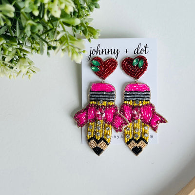 Pencil Me Pretty Beaded Earrings