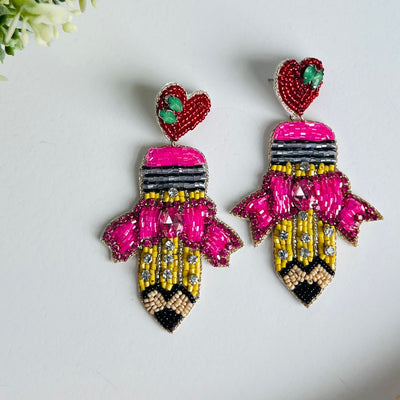 Pencil Me Pretty Beaded Earrings