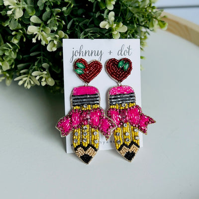 Pencil Me Pretty Beaded Earrings