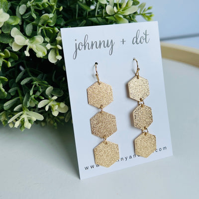 Golden Honeycomb Dangle Earrings