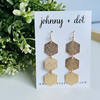 Golden Honeycomb Dangle Earrings