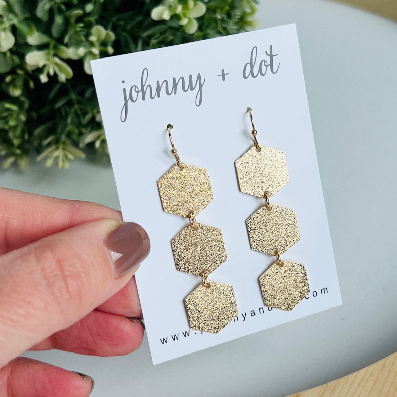 Golden Honeycomb Dangle Earrings