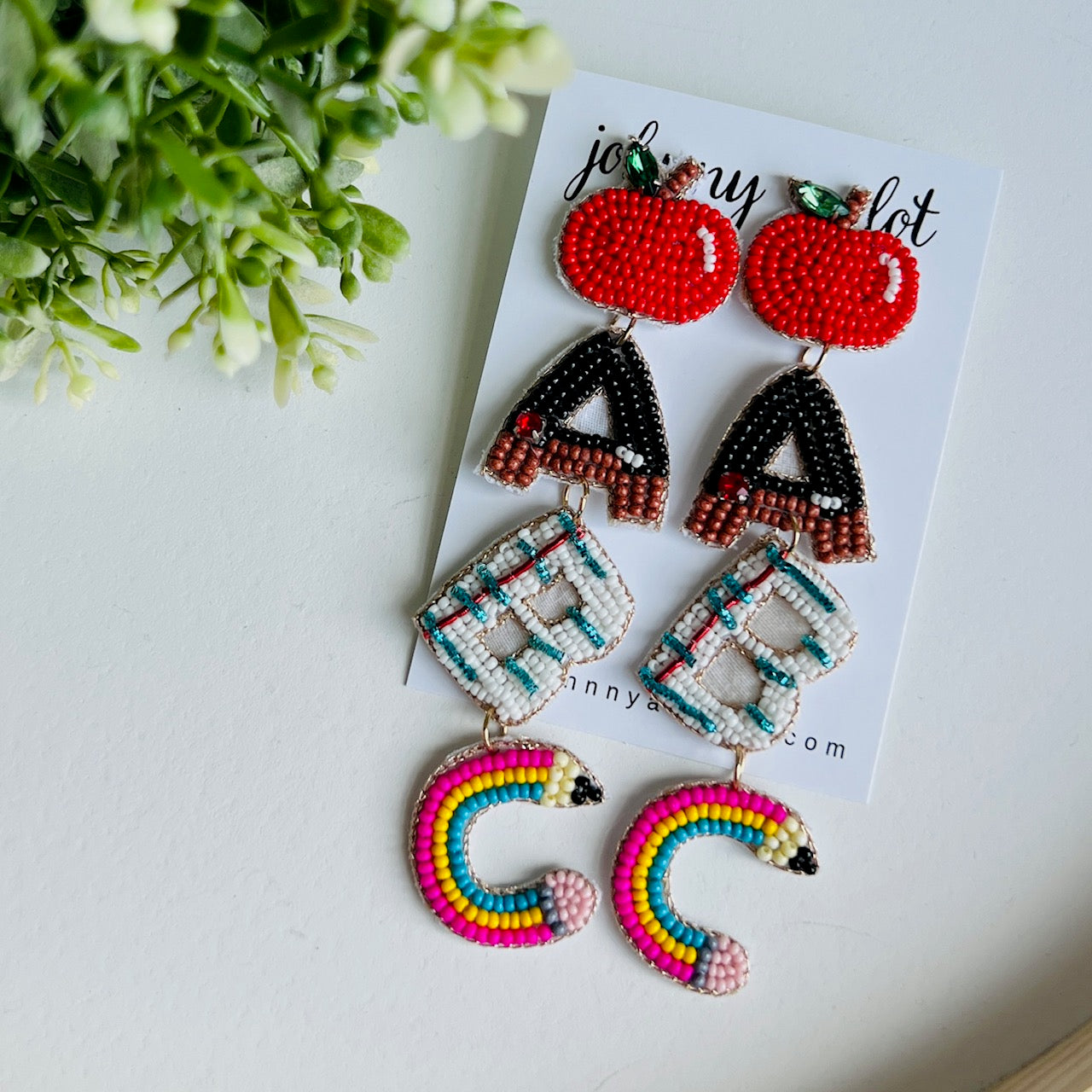 Beaded ABC Teacher Earrings