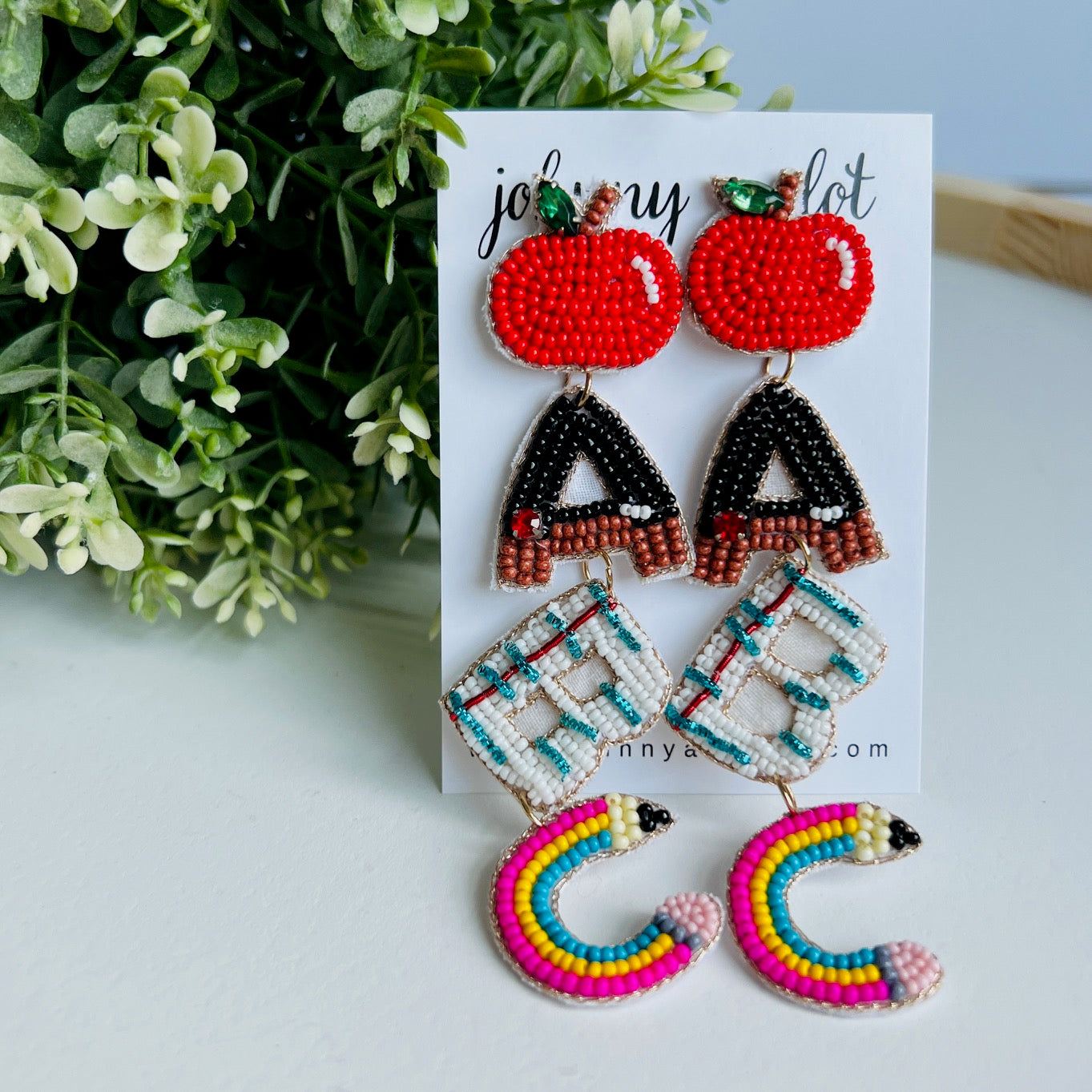 Beaded ABC Teacher Earrings