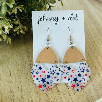 Patriotic Acrylic Star Heart Earrings