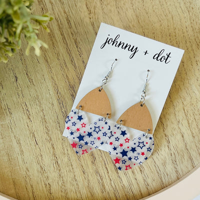 Patriotic Acrylic Star Heart Earrings