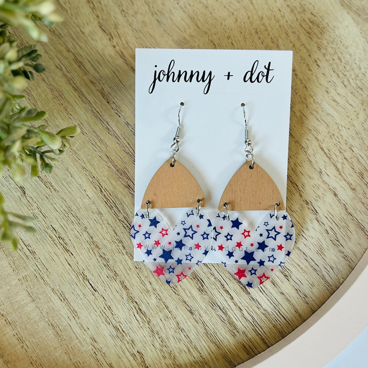 Patriotic Acrylic Star Heart Earrings