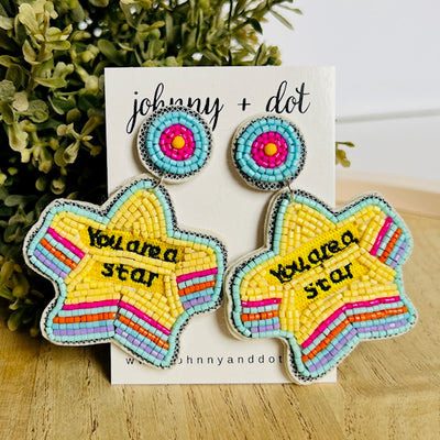 Beaded "You Are A Star" Earrings