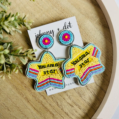 Beaded "You Are A Star" Earrings