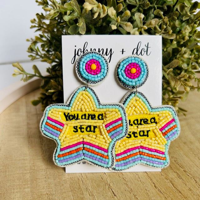 Beaded "You Are A Star" Earrings