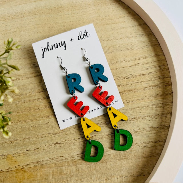 Wooden READ Earrings