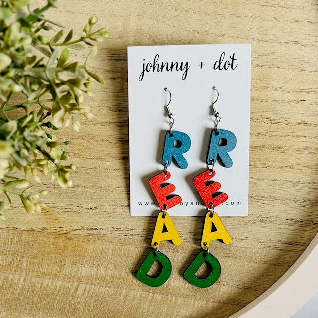 Wooden READ Earrings