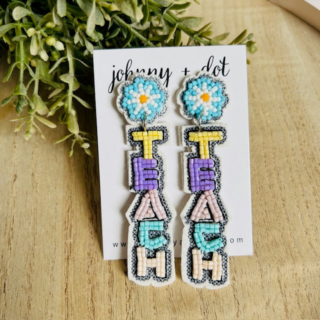 Beaded Pastel TEACH Earrings