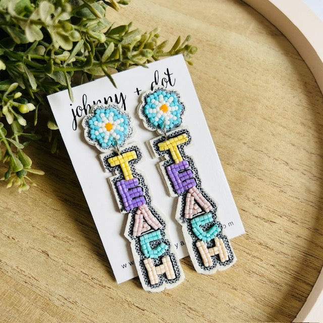 Beaded Pastel TEACH Earrings