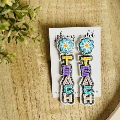 Beaded Pastel TEACH Earrings