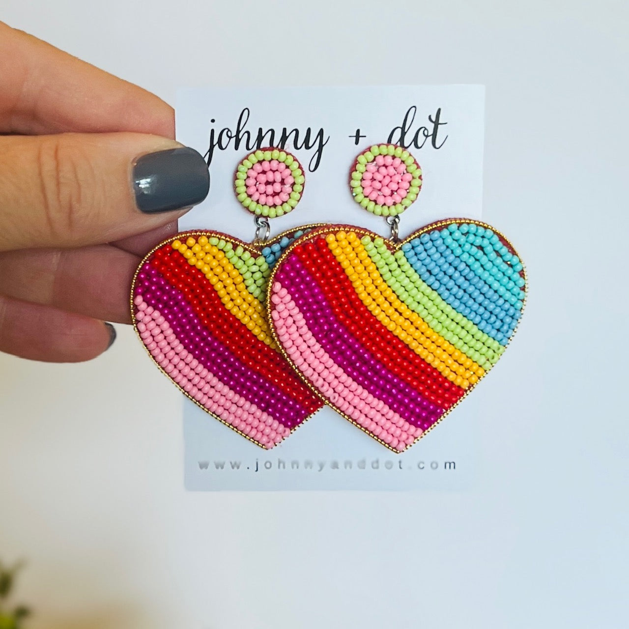 Beaded Joyful Heart Earrings