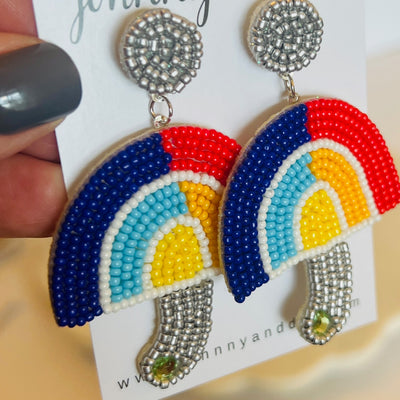 Beaded Rainy Day Umbrella Earrings