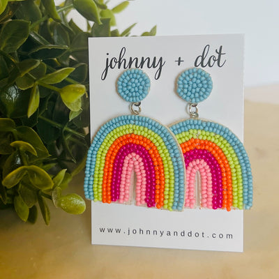 Beaded Pastel Rainbow Earrings