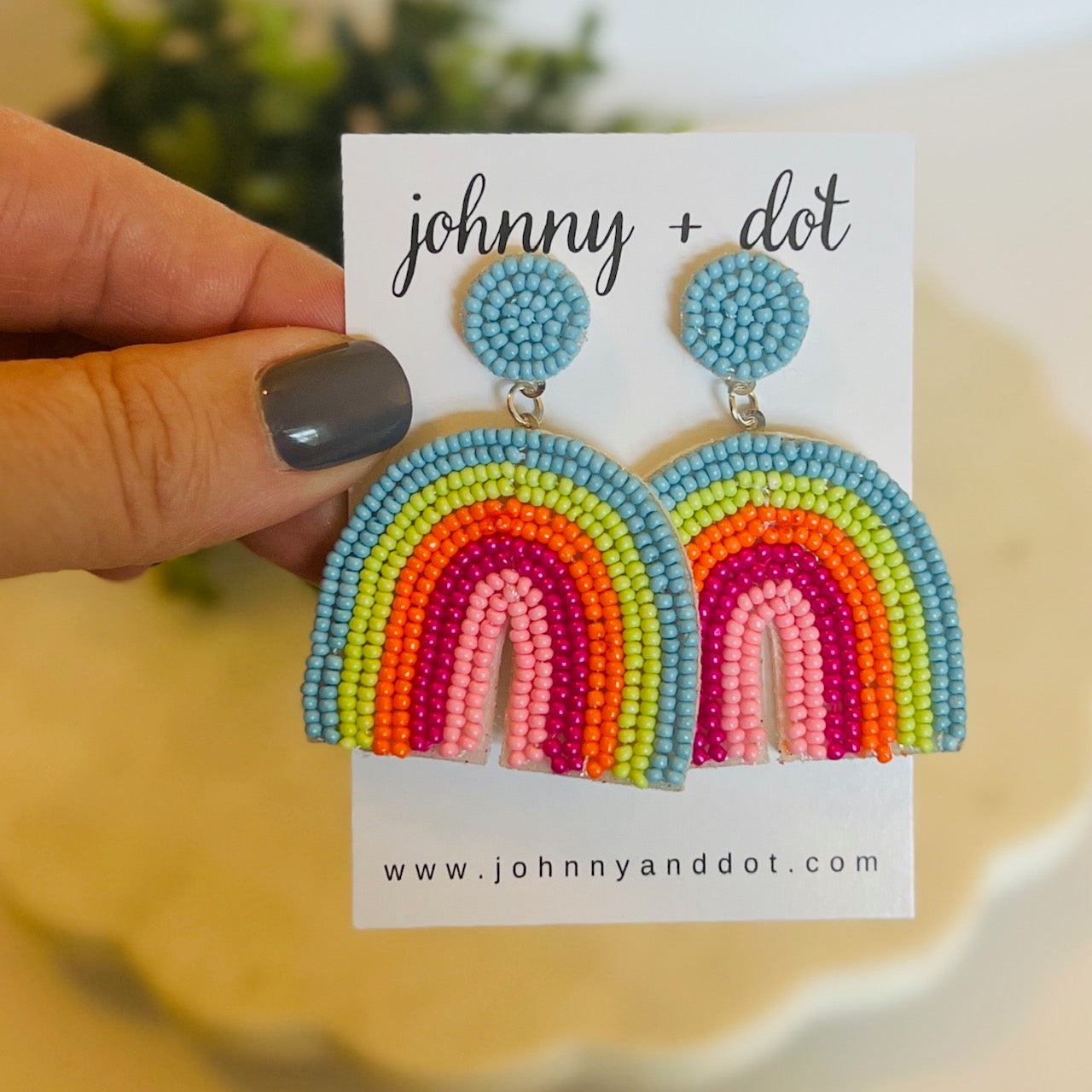 Beaded Pastel Rainbow Earrings