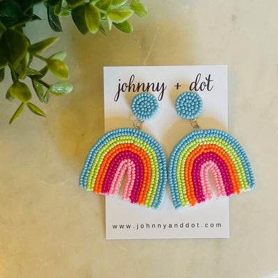 Beaded Pastel Rainbow Earrings