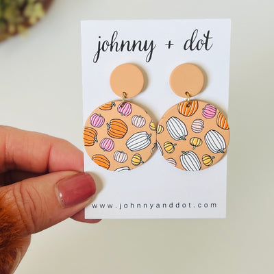 Round Pumpkin Collage Earrings